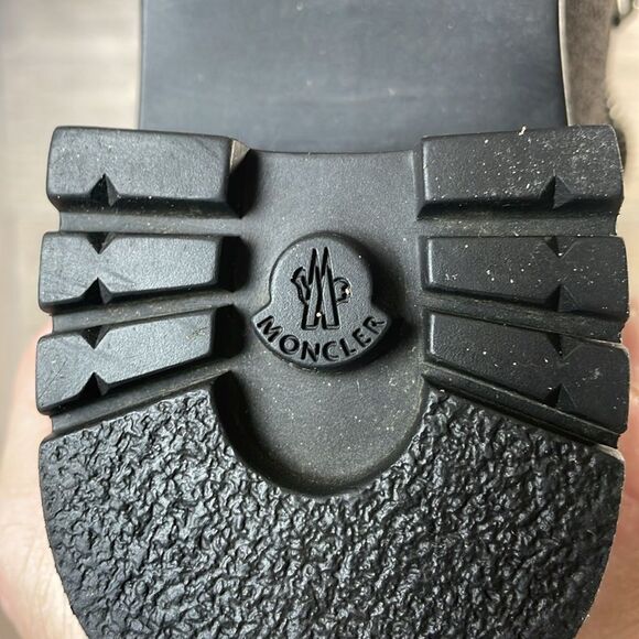 Moncler Viviane Dark Gray Suede Women’s Sz 8/EU 38 Double Zip Heeled Combat Boot - Picture 13 of 13